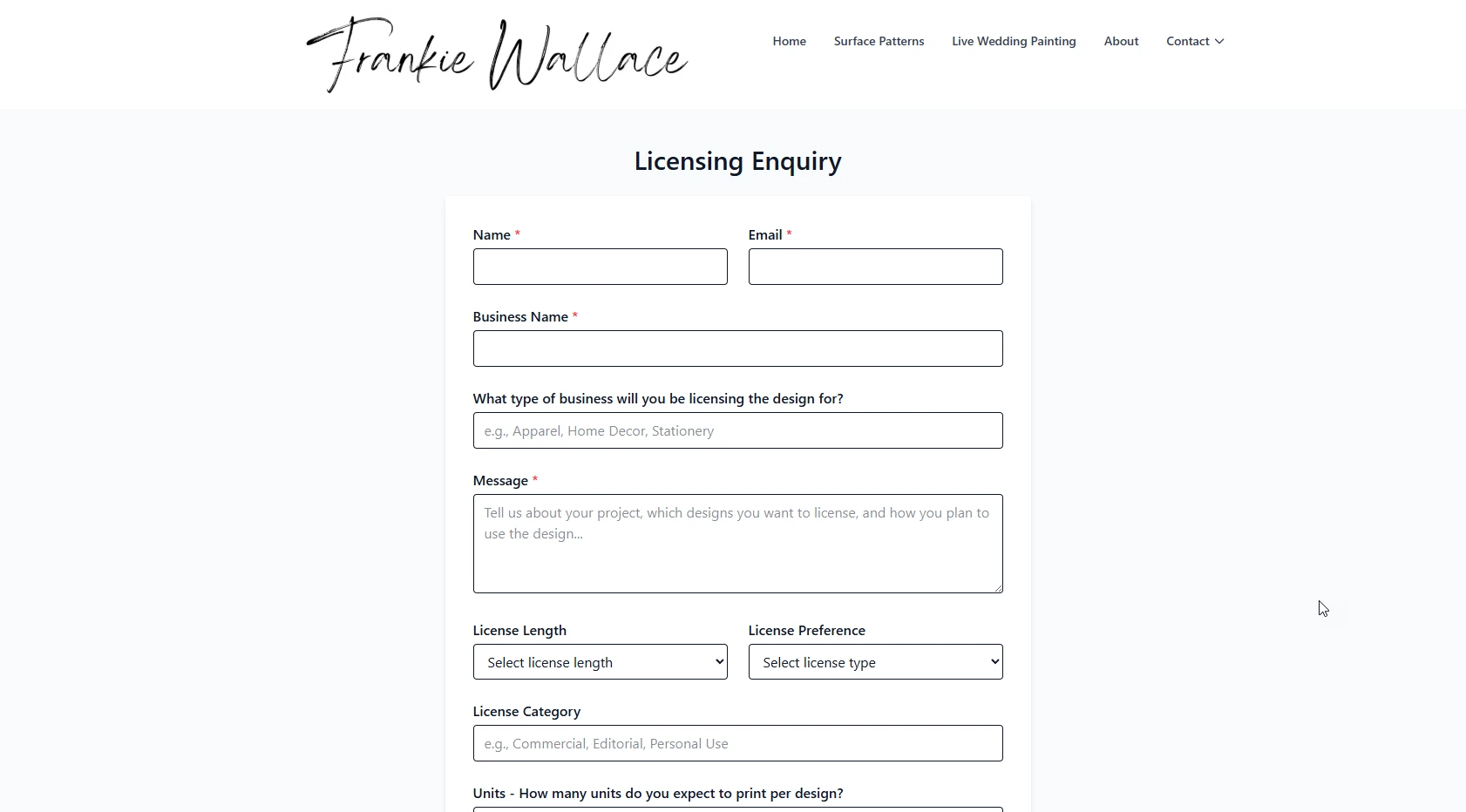Frankie Wallace Forms
